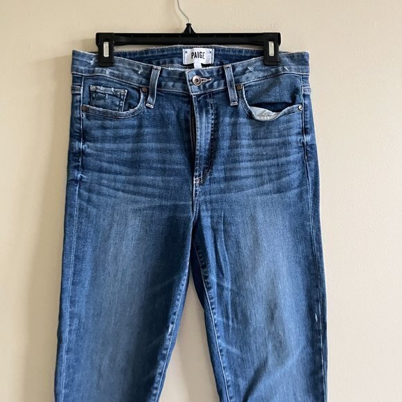 Paige Hoxton Ankle Peg High Rise Skinny Distressed Jeans Ankle Womens Size 30 - Picture 2 of 8